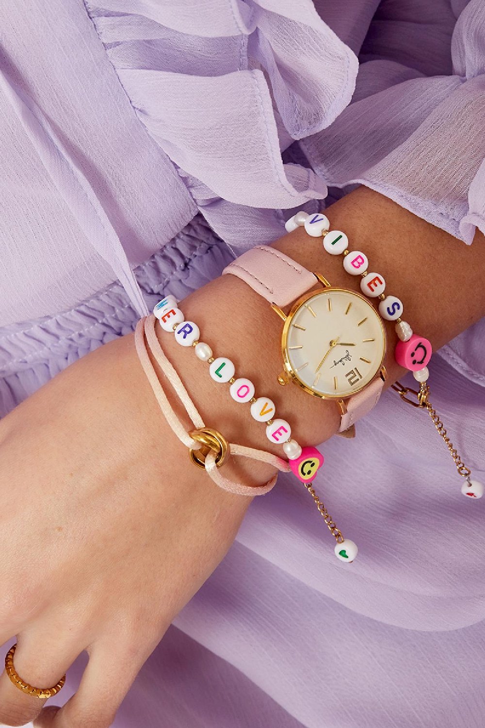 bracelet en acier inoxydable summer love couleur or h5Image2